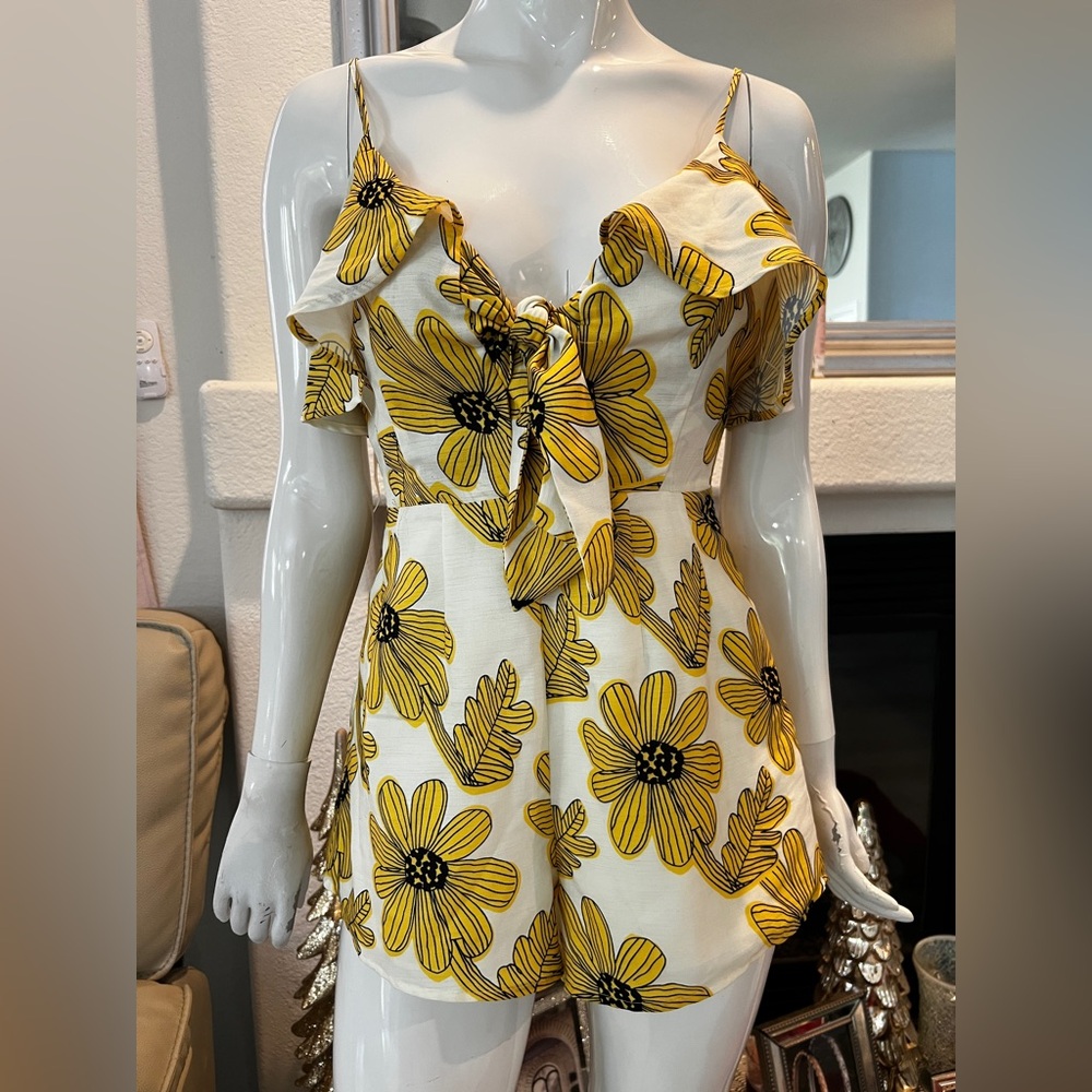 Floral Yellow and White Jumpsuit